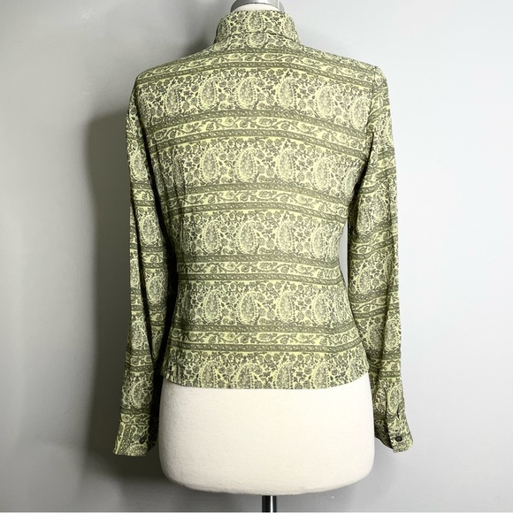 LIZ CLAIBORNE COLLECTION Paisley Floral Striped Long Sleeve Wrap Blouse Top - Picture 2 of 6